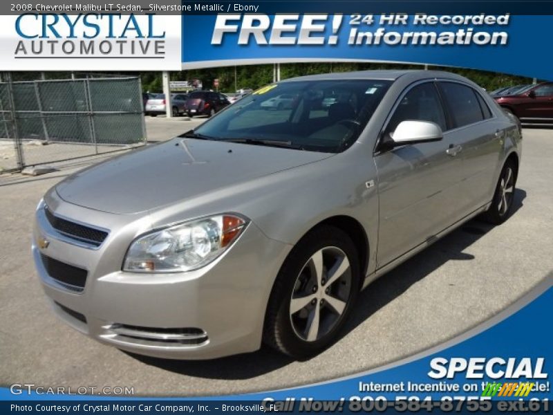 Silverstone Metallic / Ebony 2008 Chevrolet Malibu LT Sedan