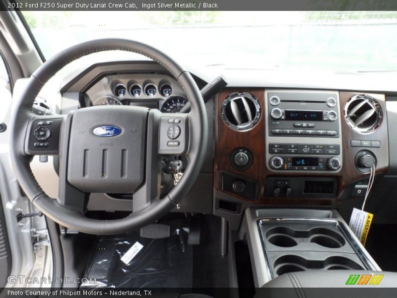 Ingot Silver Metallic / Black 2012 Ford F250 Super Duty Lariat Crew Cab