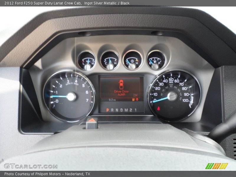 Ingot Silver Metallic / Black 2012 Ford F250 Super Duty Lariat Crew Cab