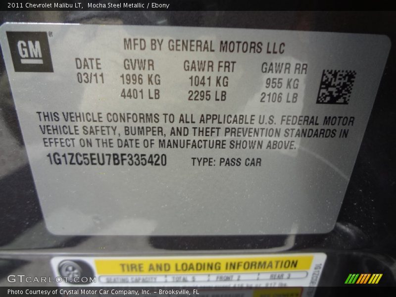 Mocha Steel Metallic / Ebony 2011 Chevrolet Malibu LT
