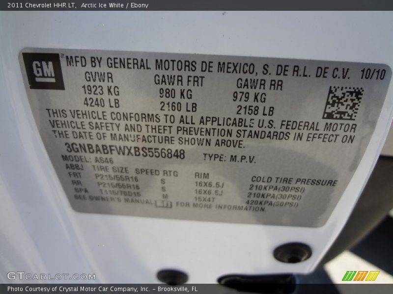 Arctic Ice White / Ebony 2011 Chevrolet HHR LT
