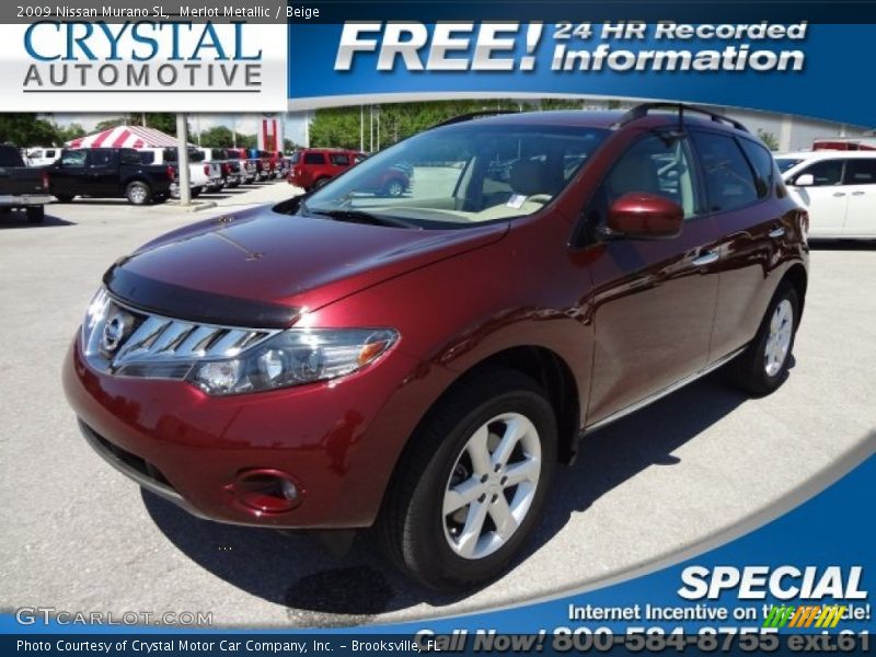 Merlot Metallic / Beige 2009 Nissan Murano SL