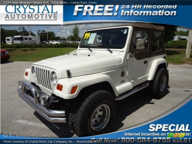 Stone White / Camel/Dark Green 1999 Jeep Wrangler Sahara 4x4