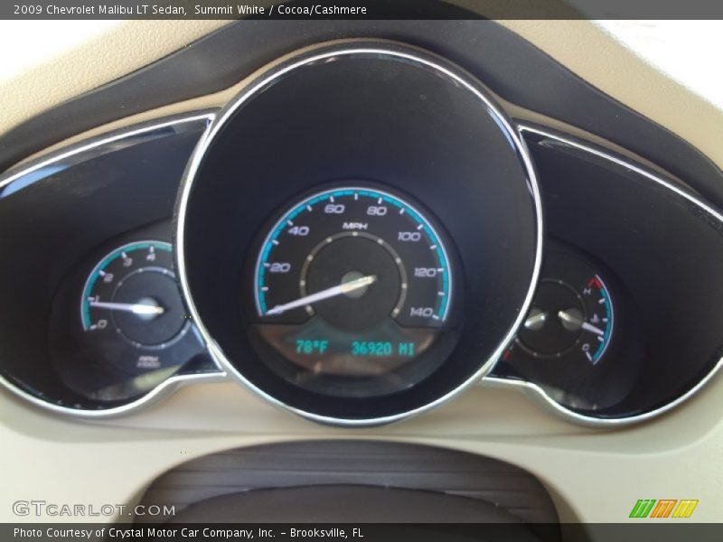 Summit White / Cocoa/Cashmere 2009 Chevrolet Malibu LT Sedan