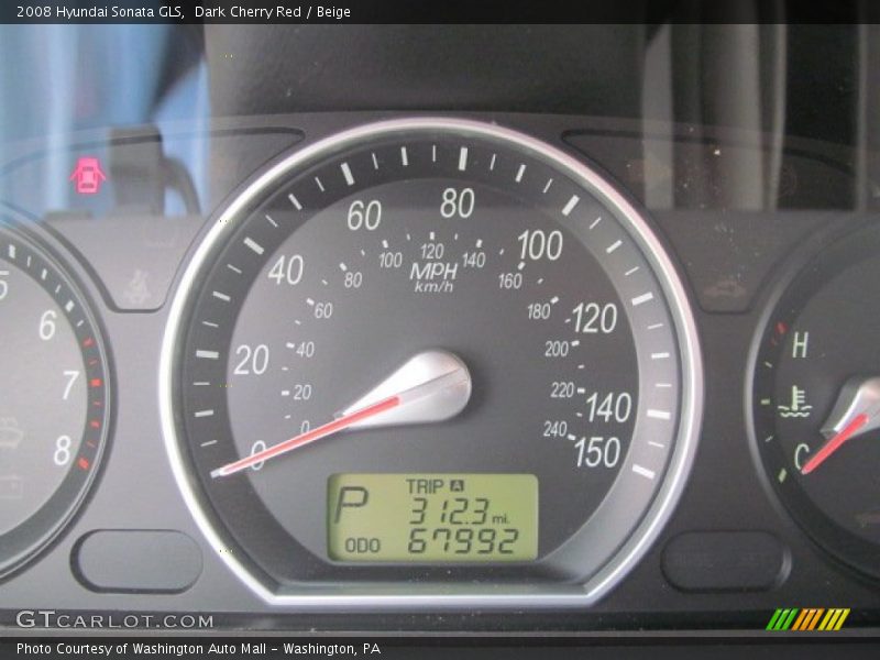 Dark Cherry Red / Beige 2008 Hyundai Sonata GLS