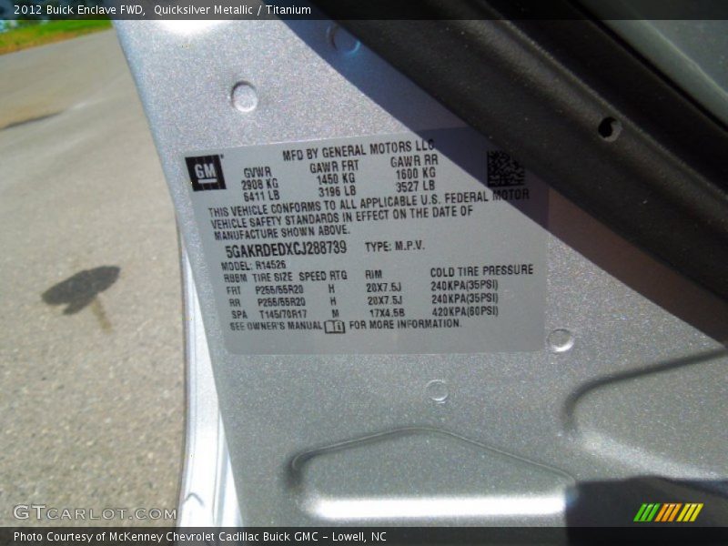Quicksilver Metallic / Titanium 2012 Buick Enclave FWD