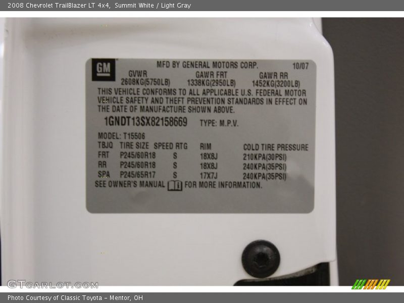 Summit White / Light Gray 2008 Chevrolet TrailBlazer LT 4x4