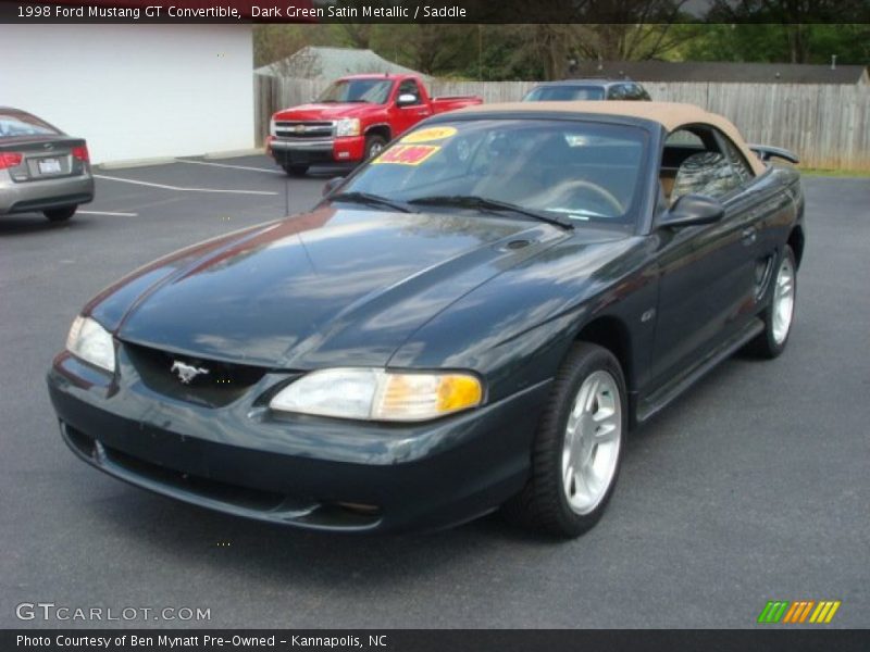 Dark Green Satin Metallic / Saddle 1998 Ford Mustang GT Convertible