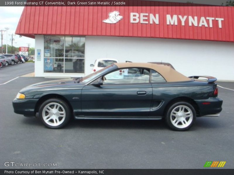 Dark Green Satin Metallic / Saddle 1998 Ford Mustang GT Convertible