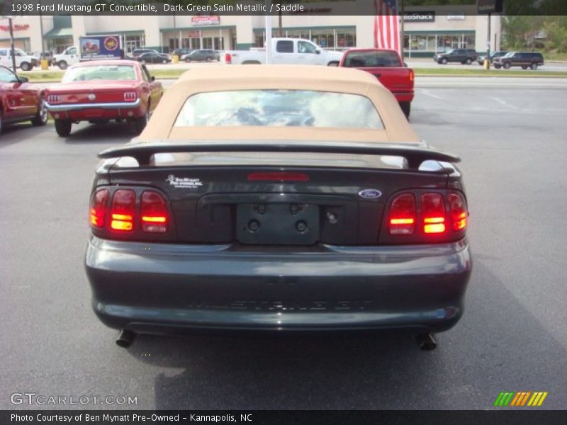 Dark Green Satin Metallic / Saddle 1998 Ford Mustang GT Convertible