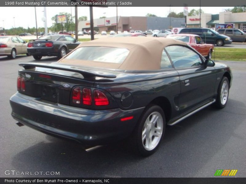 Dark Green Satin Metallic / Saddle 1998 Ford Mustang GT Convertible