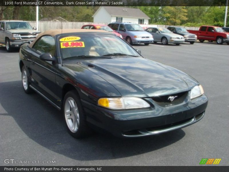 Dark Green Satin Metallic / Saddle 1998 Ford Mustang GT Convertible