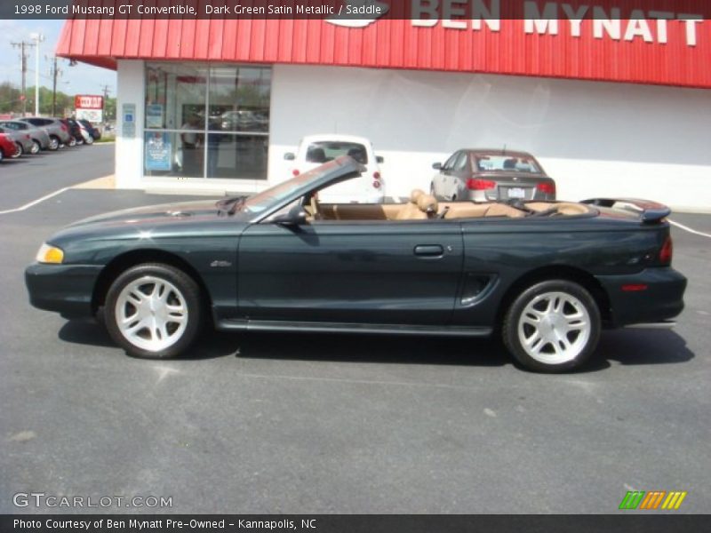 Dark Green Satin Metallic / Saddle 1998 Ford Mustang GT Convertible