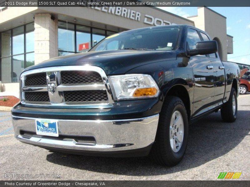 Hunter Green Pearl / Dark Slate Gray/Medium Graystone 2011 Dodge Ram 1500 SLT Quad Cab 4x4