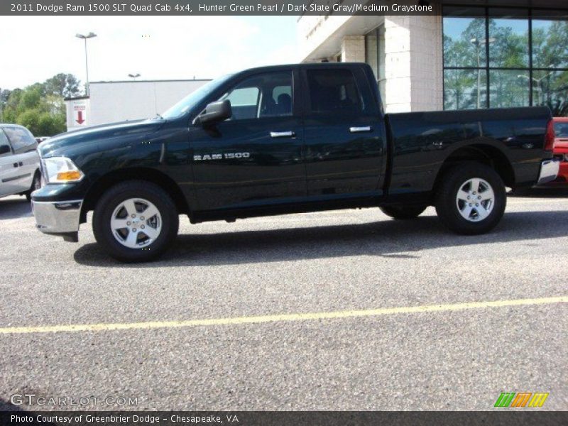 Hunter Green Pearl / Dark Slate Gray/Medium Graystone 2011 Dodge Ram 1500 SLT Quad Cab 4x4