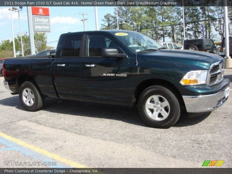 Hunter Green Pearl / Dark Slate Gray/Medium Graystone 2011 Dodge Ram 1500 SLT Quad Cab 4x4