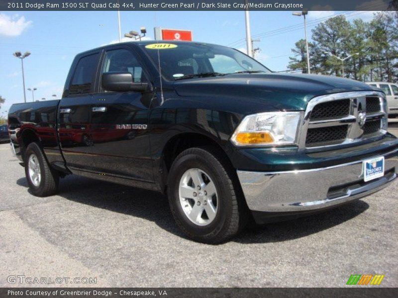 Hunter Green Pearl / Dark Slate Gray/Medium Graystone 2011 Dodge Ram 1500 SLT Quad Cab 4x4