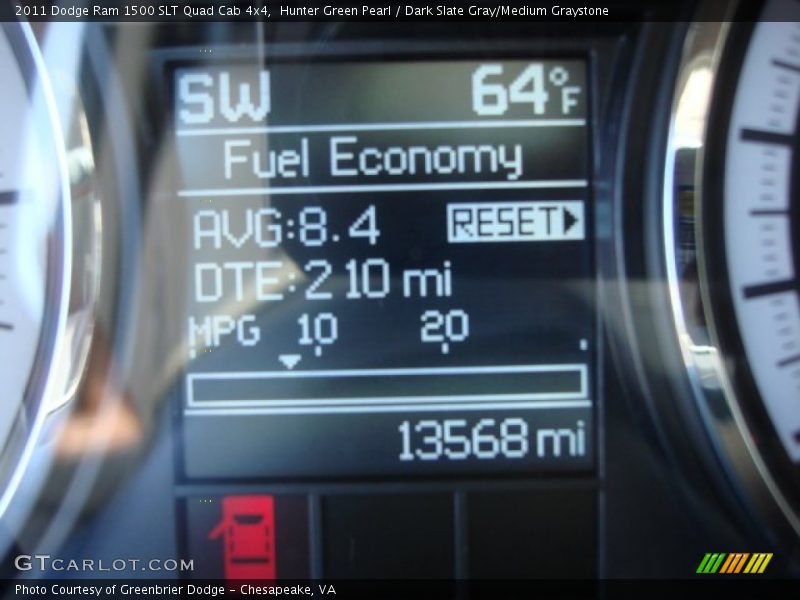Hunter Green Pearl / Dark Slate Gray/Medium Graystone 2011 Dodge Ram 1500 SLT Quad Cab 4x4