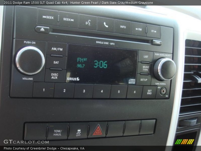 Hunter Green Pearl / Dark Slate Gray/Medium Graystone 2011 Dodge Ram 1500 SLT Quad Cab 4x4