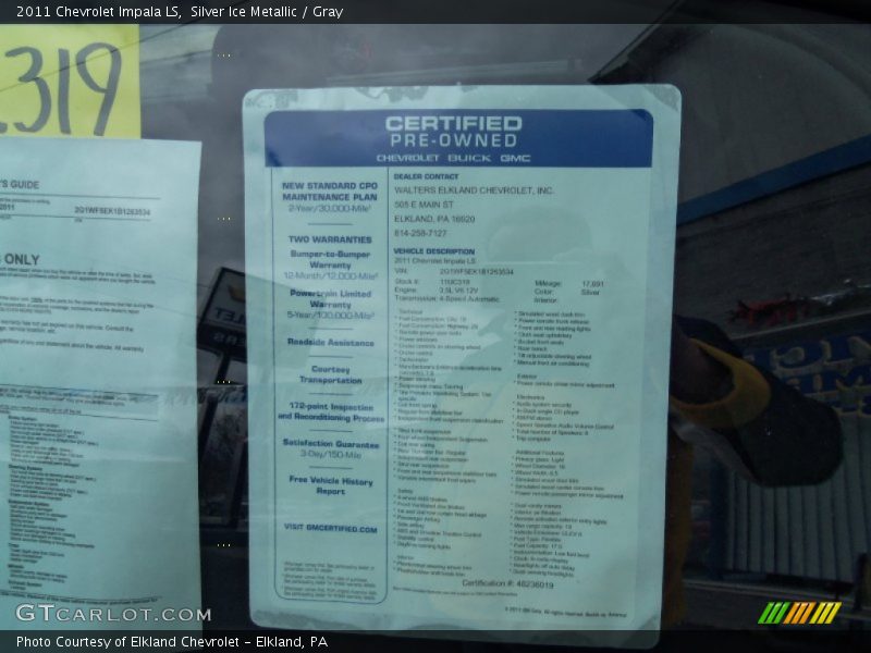 Silver Ice Metallic / Gray 2011 Chevrolet Impala LS