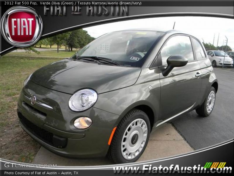 Verde Oliva (Green) / Tessuto Marrone/Avorio (Brown/Ivory) 2012 Fiat 500 Pop