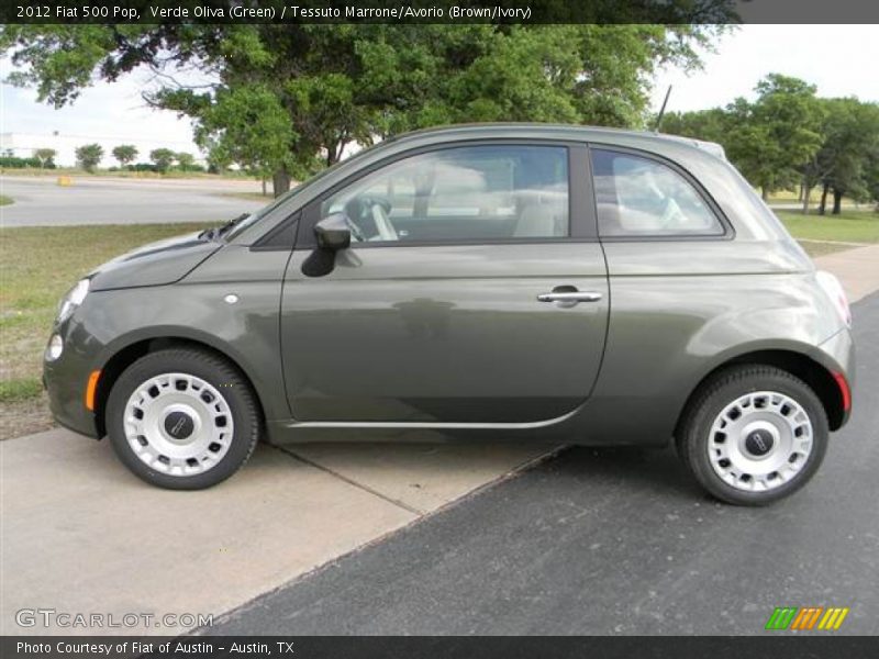 Verde Oliva (Green) / Tessuto Marrone/Avorio (Brown/Ivory) 2012 Fiat 500 Pop