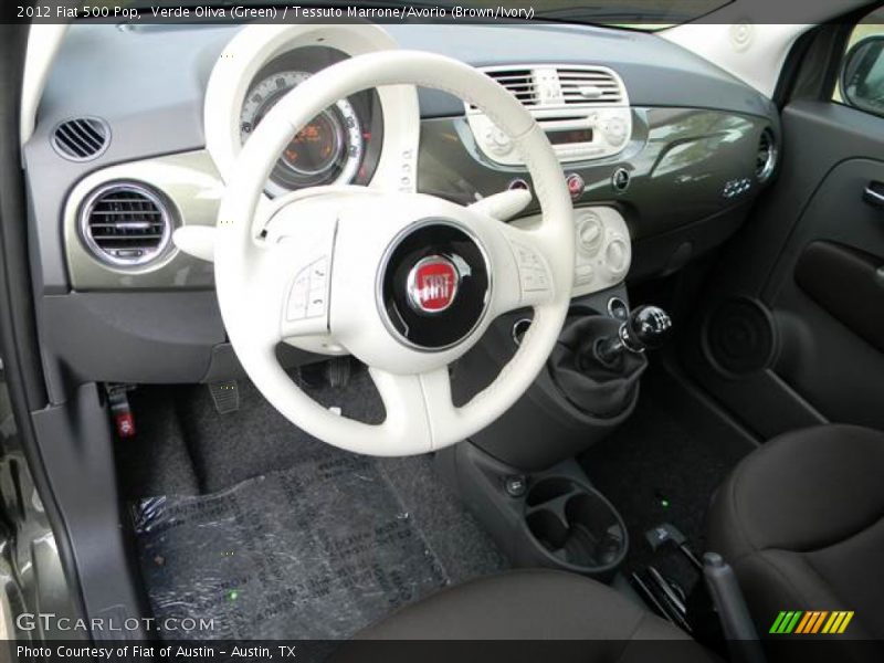 Verde Oliva (Green) / Tessuto Marrone/Avorio (Brown/Ivory) 2012 Fiat 500 Pop