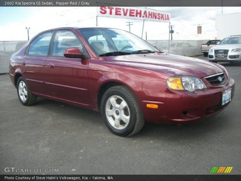 Pepper Red / Gray 2002 Kia Spectra GS Sedan