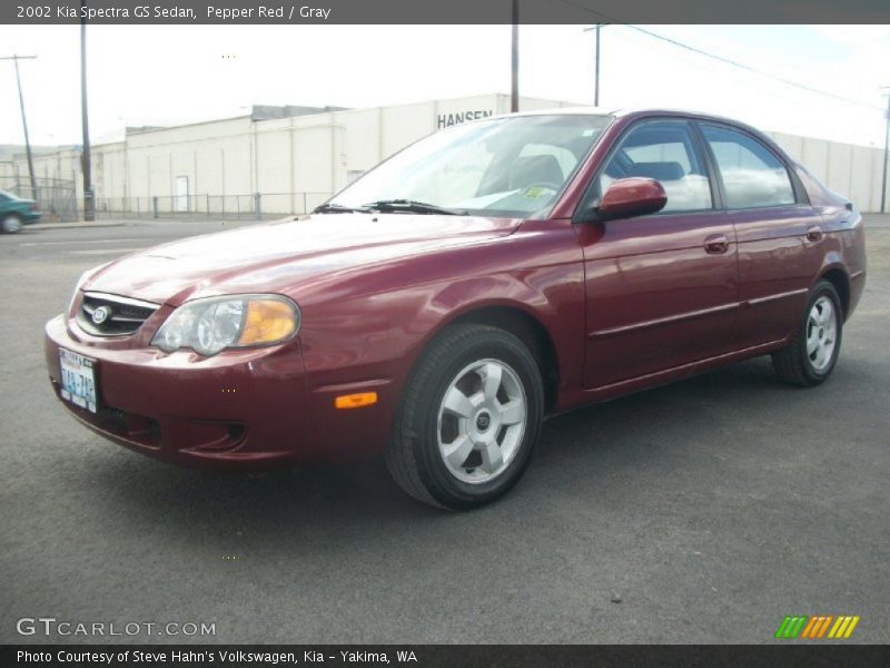 Pepper Red / Gray 2002 Kia Spectra GS Sedan