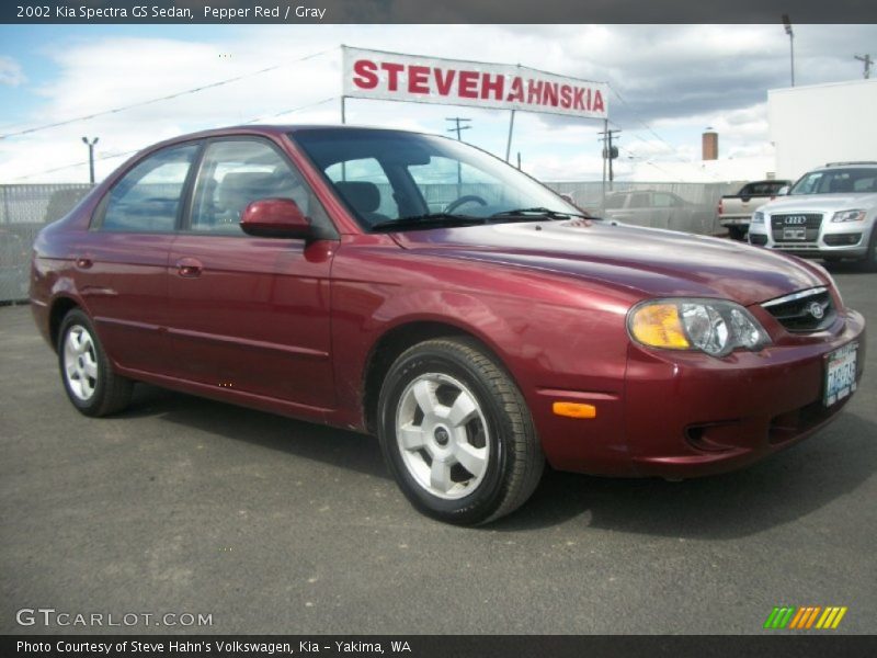 Pepper Red / Gray 2002 Kia Spectra GS Sedan