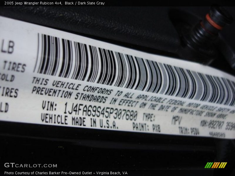 Black / Dark Slate Gray 2005 Jeep Wrangler Rubicon 4x4