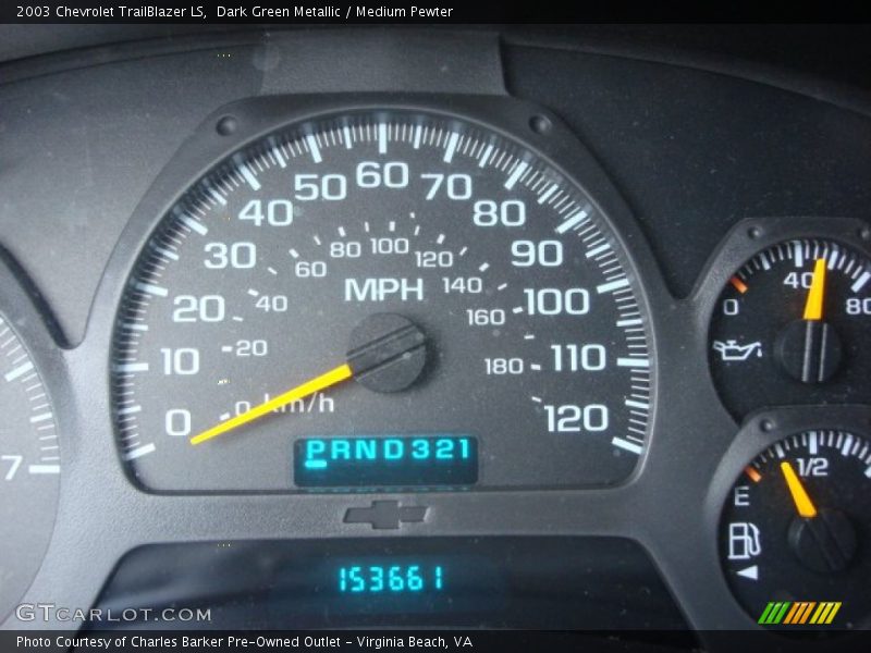 Dark Green Metallic / Medium Pewter 2003 Chevrolet TrailBlazer LS