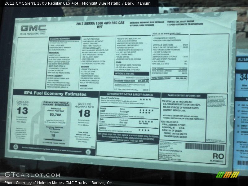 Midnight Blue Metallic / Dark Titanium 2012 GMC Sierra 1500 Regular Cab 4x4