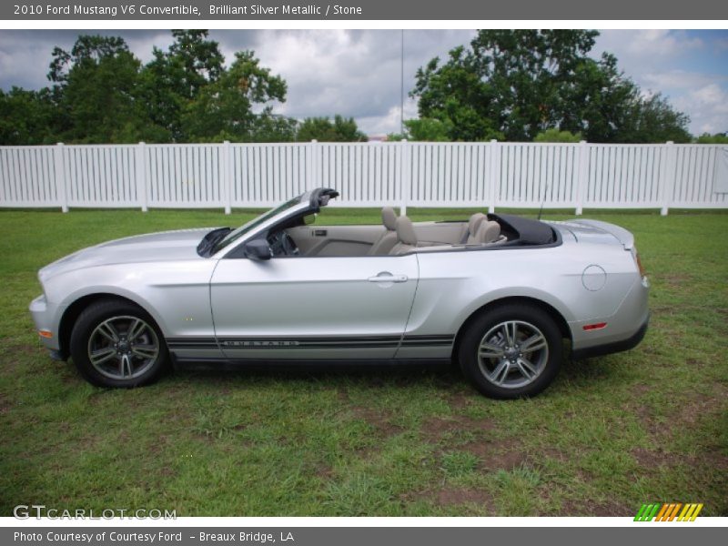 Brilliant Silver Metallic / Stone 2010 Ford Mustang V6 Convertible