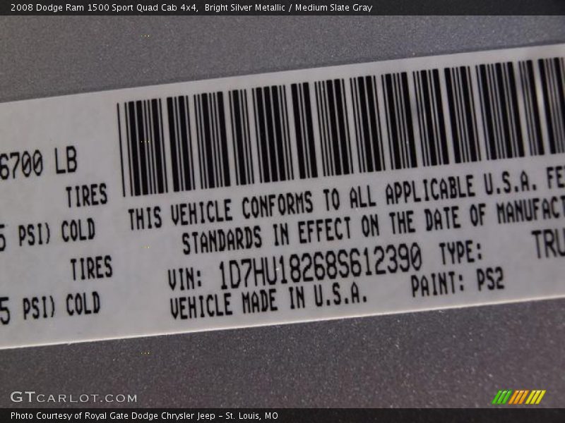Bright Silver Metallic / Medium Slate Gray 2008 Dodge Ram 1500 Sport Quad Cab 4x4