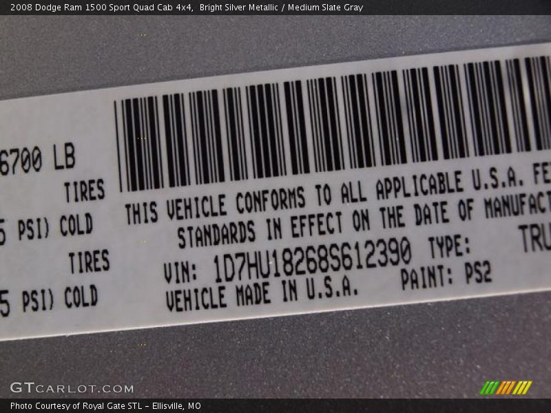 Bright Silver Metallic / Medium Slate Gray 2008 Dodge Ram 1500 Sport Quad Cab 4x4