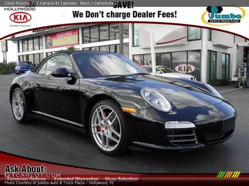 Black / Carrera Red 2009 Porsche 911 Carrera 4S Cabriolet