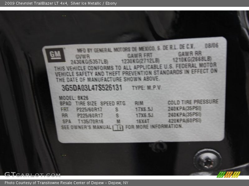 Silver Ice Metallic / Ebony 2009 Chevrolet TrailBlazer LT 4x4