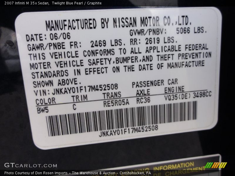 Twilight Blue Pearl / Graphite 2007 Infiniti M 35x Sedan