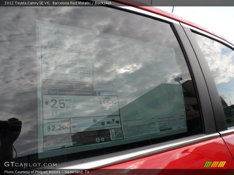 Barcelona Red Metallic / Black/Ash 2012 Toyota Camry SE V6