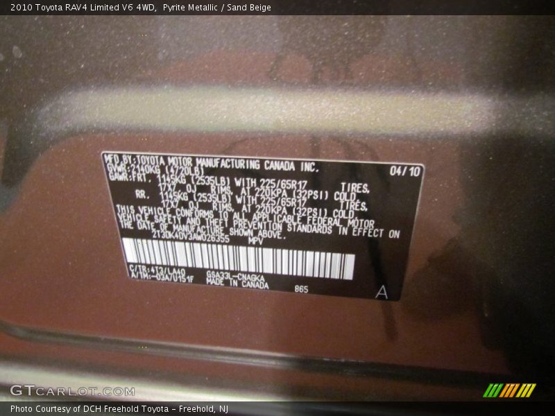 Pyrite Metallic / Sand Beige 2010 Toyota RAV4 Limited V6 4WD