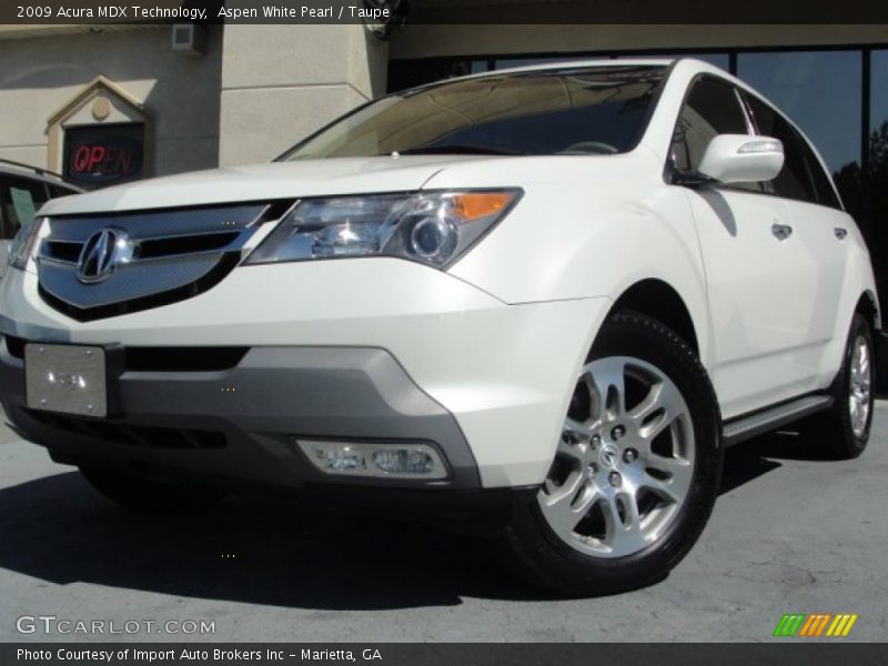 Aspen White Pearl / Taupe 2009 Acura MDX Technology