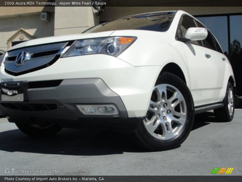 Aspen White Pearl / Taupe 2009 Acura MDX Technology