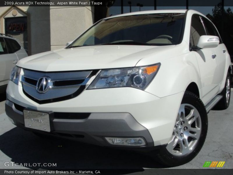 Aspen White Pearl / Taupe 2009 Acura MDX Technology