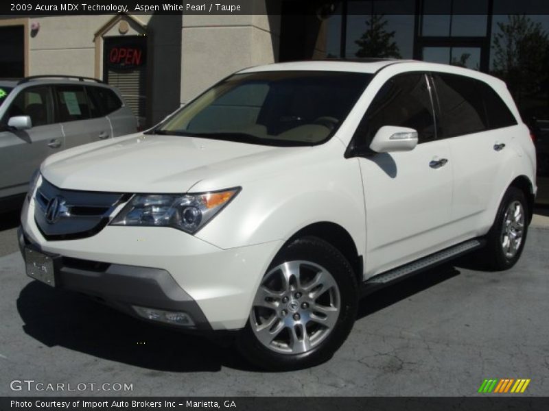 Aspen White Pearl / Taupe 2009 Acura MDX Technology