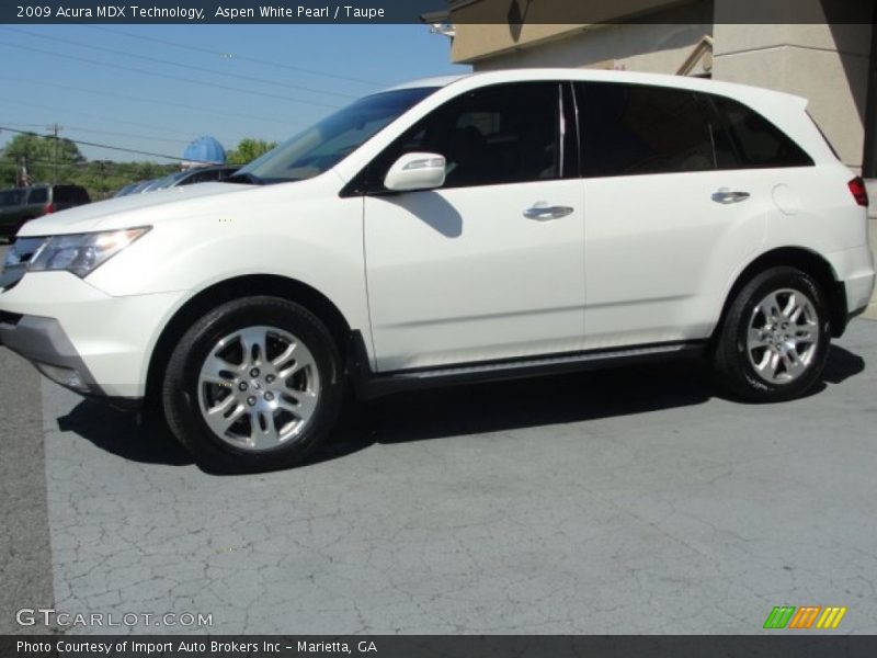 Aspen White Pearl / Taupe 2009 Acura MDX Technology