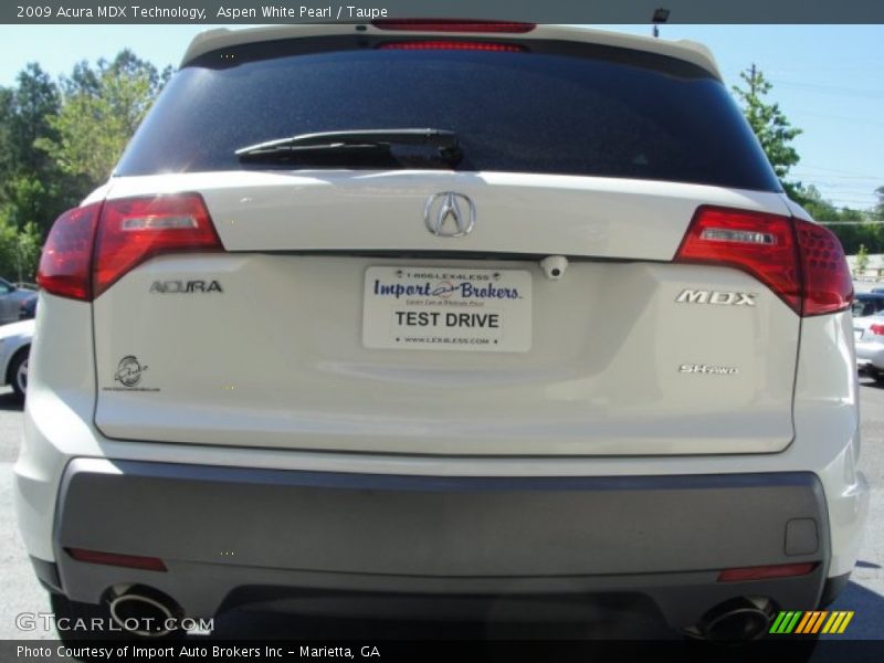 Aspen White Pearl / Taupe 2009 Acura MDX Technology