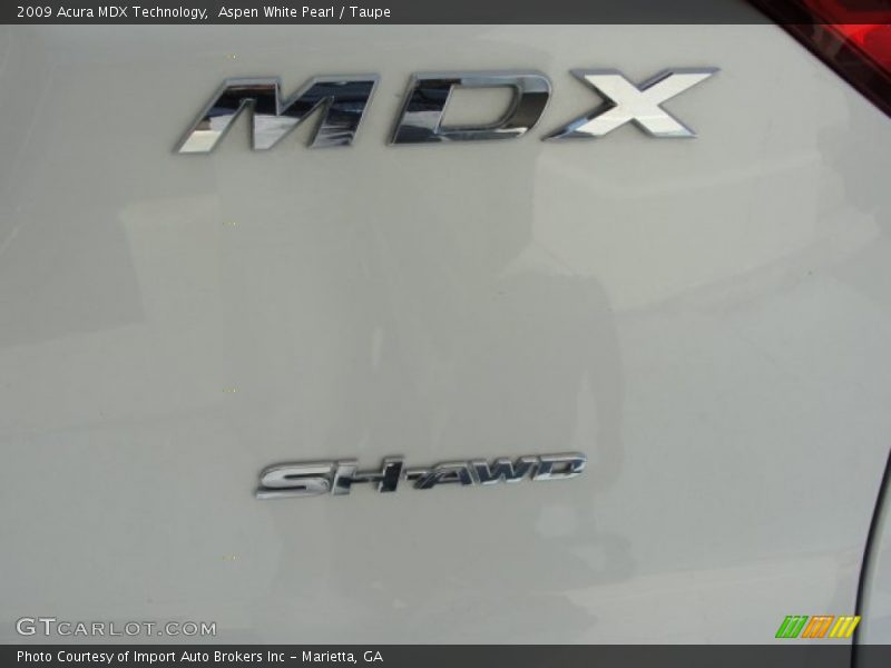 Aspen White Pearl / Taupe 2009 Acura MDX Technology