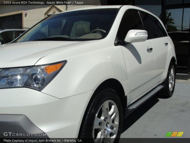 Aspen White Pearl / Taupe 2009 Acura MDX Technology