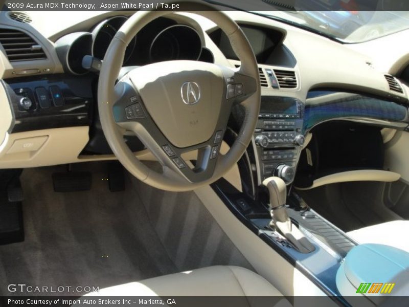 Aspen White Pearl / Taupe 2009 Acura MDX Technology